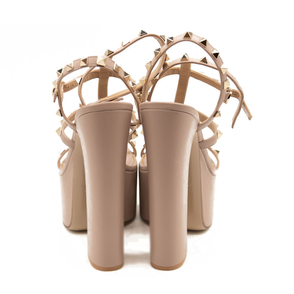 Valentino Rockstud Platform Heels Poudre Taupe Nude Mauve - Picture 10 of 12